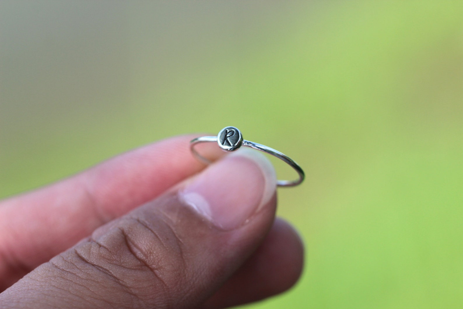 Silver Initial Ring Heart Letter Ring Adjustable Rings