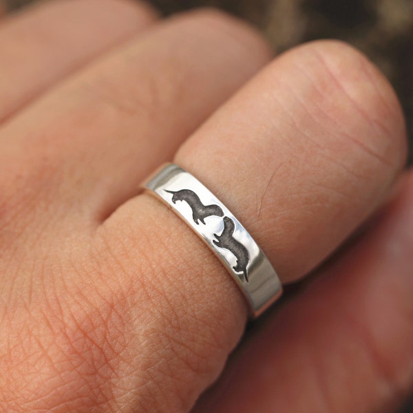BHPG, Liebhaber Seeotter Ring, Sterling Silber Otter Ring, Geschenk für Ihn, Geschenk für Sie, Tierschmuck