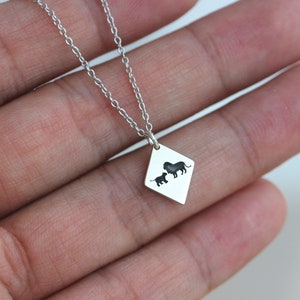 Lion Family Sterling Silver Necklace: Mother and Child Jewelry
