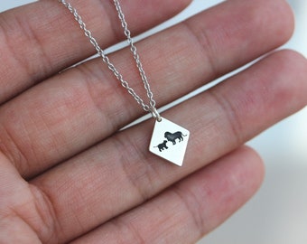 Löwen Familie Sterling Silber Halskette: Mutter und Kind Schmuck