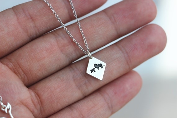 Lion Family Necklace,sterling silver lion necklace,father and son,father  and kid jewelry,mon and kid jewelry,new mom jewelry,Mommy Necklace