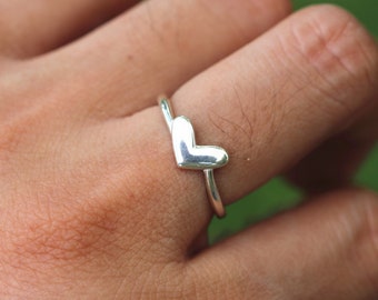 925 Silber Herz Liebe Ring, minimalistische Herz-Ring, Silber zierliche Schmuck