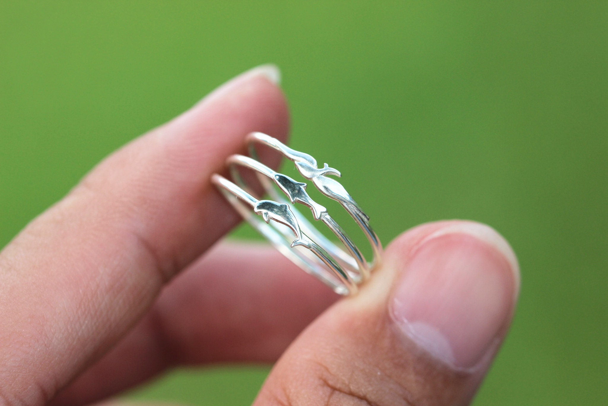 set of 3, fish ring, bird ring,dolphin ring,Harvest season jewelry,animal jewelry