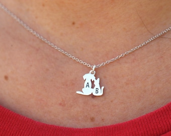 BHPG, 925 silver custom dog and cat necklace,family animal jewelry,animal lover ring,initial jewelry,Personalized letter jewelry,pet jewelry