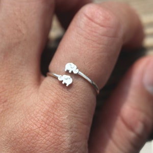 BHPG, silver elephants RING,baby Elephant Ring,Elephant Animal lover jewelry,adjustable ring