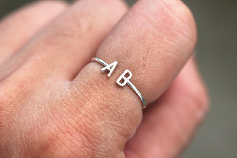 sterling silver custom initial ring,Personalized letter ring,Dainty initial Ring,letter ring,silver midi heart jewelry,Gifts For Her