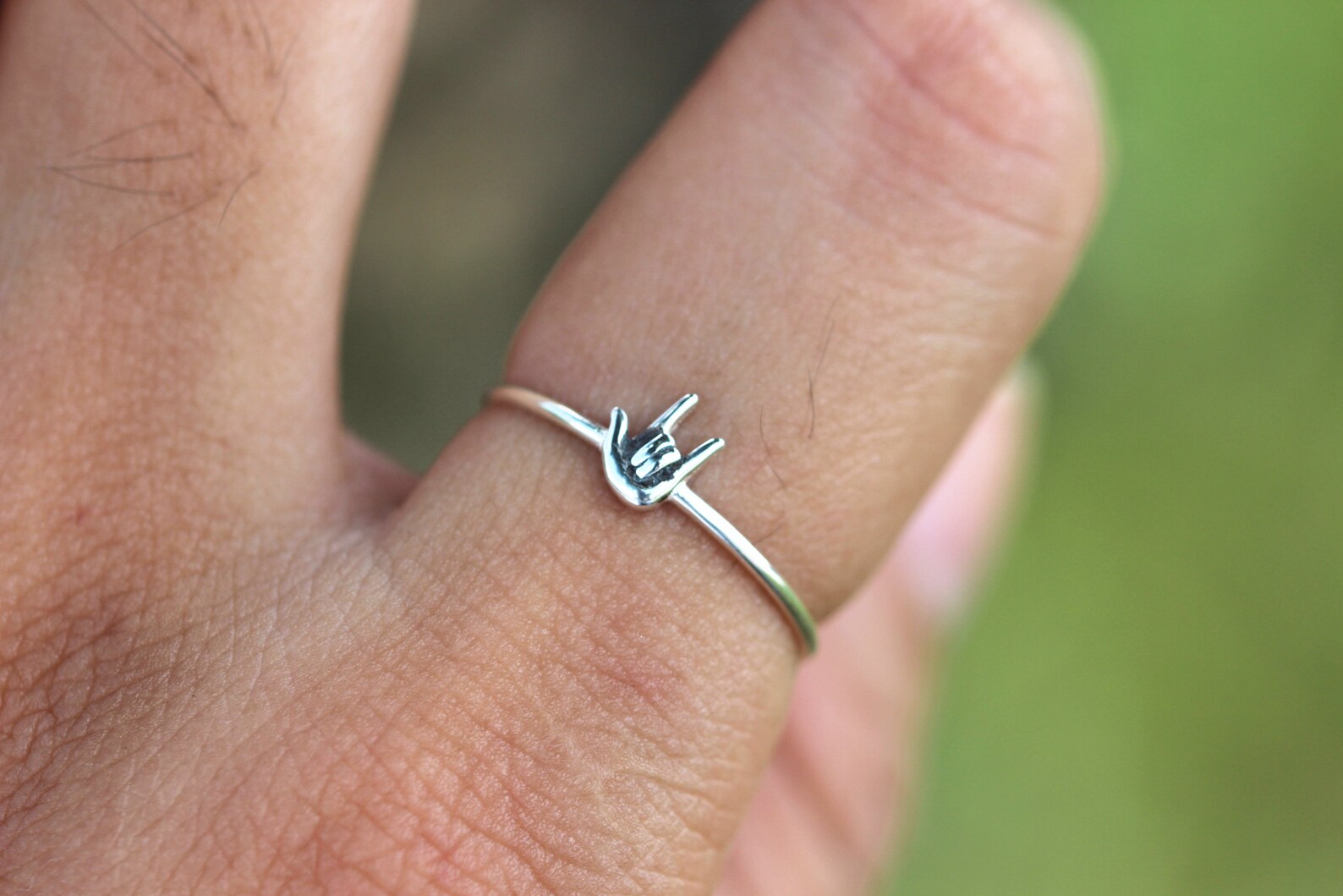 925 Silver Hand Fingers Ringdainty Hand Gesture Ring I Love Etsy