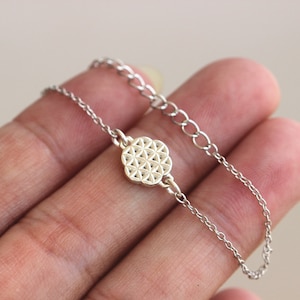 Sterling Silver Flower of Life Bracelet: Sacred Geometry Jewelry