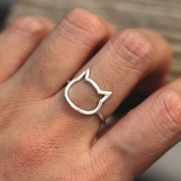 Cat ring, sterling silver ring, cat lover gift, animal ring, cat pendant, kitty ring, cat jewellery, dainty ring