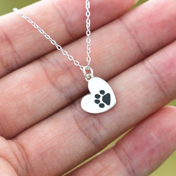 925 SILVER paw necklace,heart love necklace,cat paw necklace,dog paw necklace