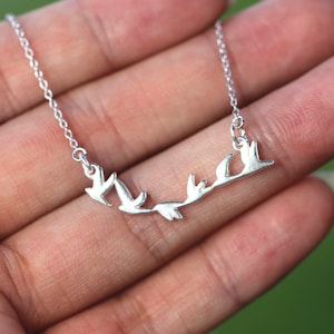 Sterling Silver Flock of Birds Necklace: Animal Lover Jewelry