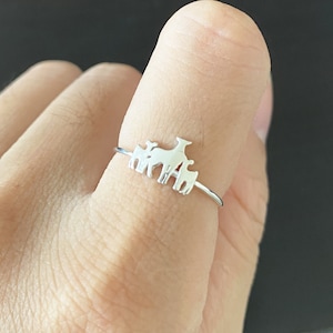 Custom Deer Family Ring: 925 Sterling Silver Animal Jewelry