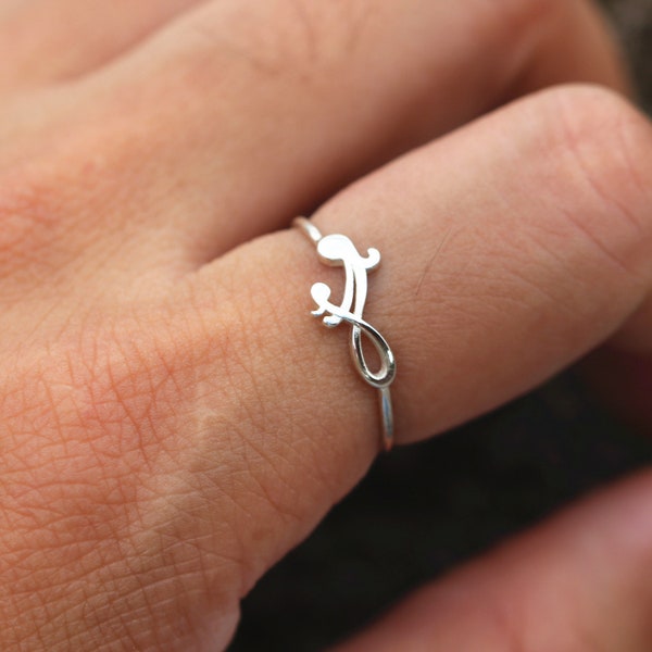 midi silver Mother and Child (Son or Daughter) Infinity ring,mama and baby ring,sterling silver ring,mother's day gifts