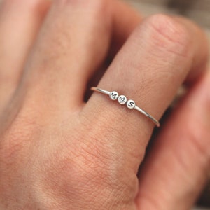 Personalized letter Ring,Custom silver Initial Ring,Sterling Silver,Dainty tiny Ring,silver name ring image 1