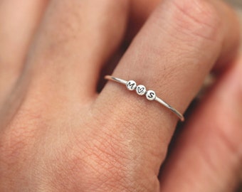 Personalisierte Buchstaben Ring,Silber Initial Ring,925 Silber Ring,Zierlicher SilberRing