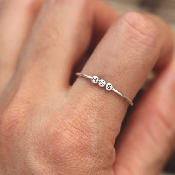 Personalisierte Buchstaben Ring,Silber Initial Ring,925 Silber Ring,Zierlicher SilberRing