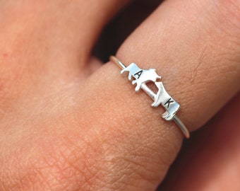 925 silver Cow Family ring,bull cow ring,silver custom bull ring,you and me,silver ox ring,ox cattle,Farm Animal jewelry