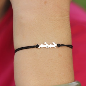 Running rabbit bracelet,silver family  Bunny Rabbit jewelry,family pet jewelry,animal lover jewelry,925 silver animal bracelet