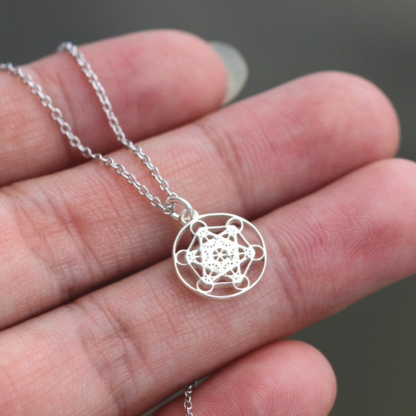 metatrons cube necklace,solid 925 sterling silver Sacred Geometry necklace,Seed of Life necklace,Mandala necklace,Angel Talisman Jewelry