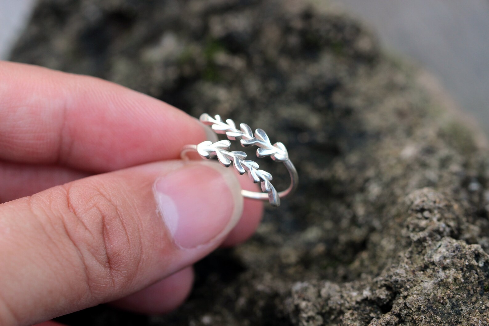 925 anillo de hoja de hojas de plata anillo de trigo de - Etsy España