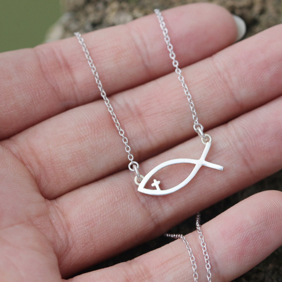 Jesus Fish Necklacechristian Fish Necklace Christian Etsy