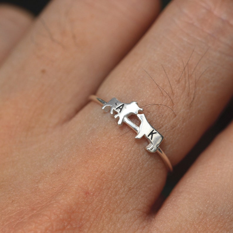 925 silver Cow Family ring,bull cow ring,silver custom bull ring,you and me,silver ox ring,ox cattle,Farm Animal jewelry image 3