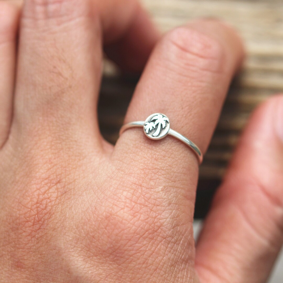 Silver Palm Tree Ring,sterling Silver Custom Palm Tree Ring,tree Family