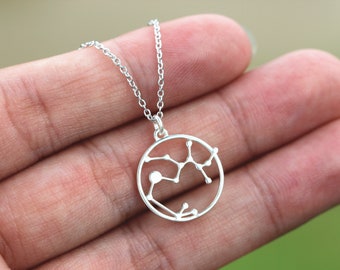 925 silver custom Zodiac Constellation necklace,silver Aquarius necklace,Virgo,Scorpio,silver Capricorn necklace