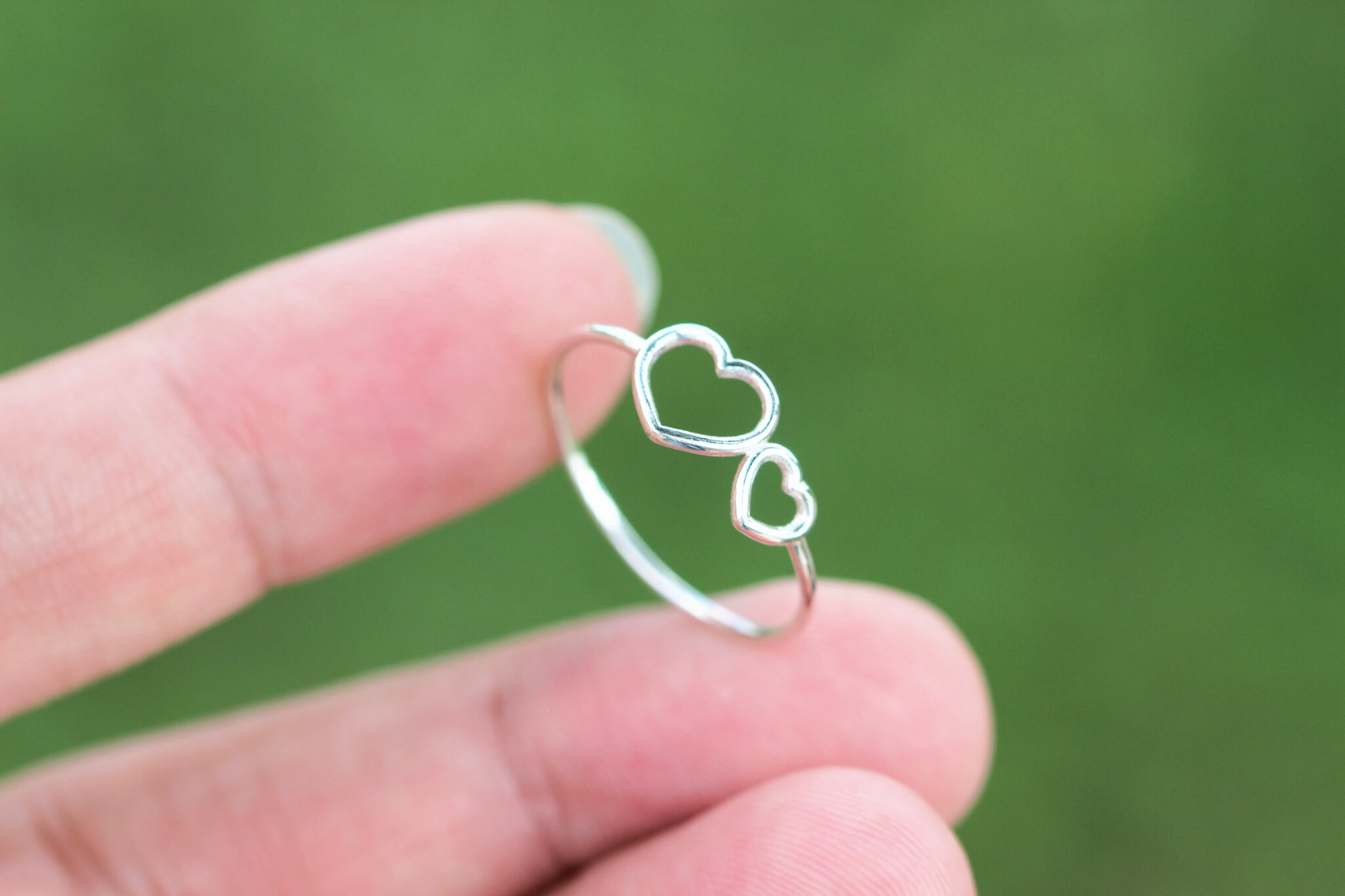 925 Silver Double Heart Ring. Sterling Silver 2 Heart Love 925 Silver Double Heart Ring. Sterling Silver 2 Heart Love