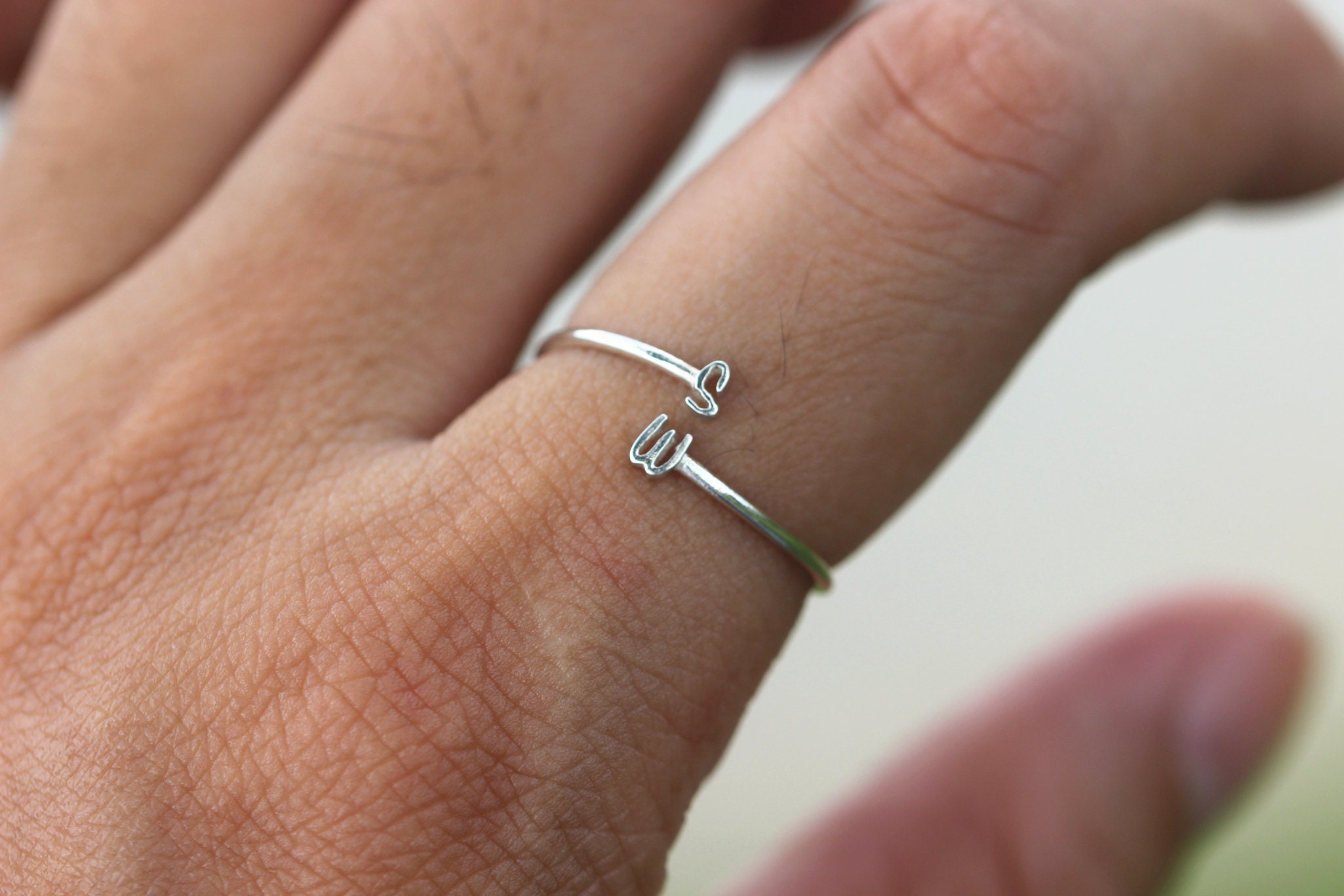 Minimalist Initial Letter Ring Bridesmaid Gifts Jewellery Rings Midi Rings Initial Letter Ring Custom Initial Ring Mothers Ring Gift For GirlFriend 