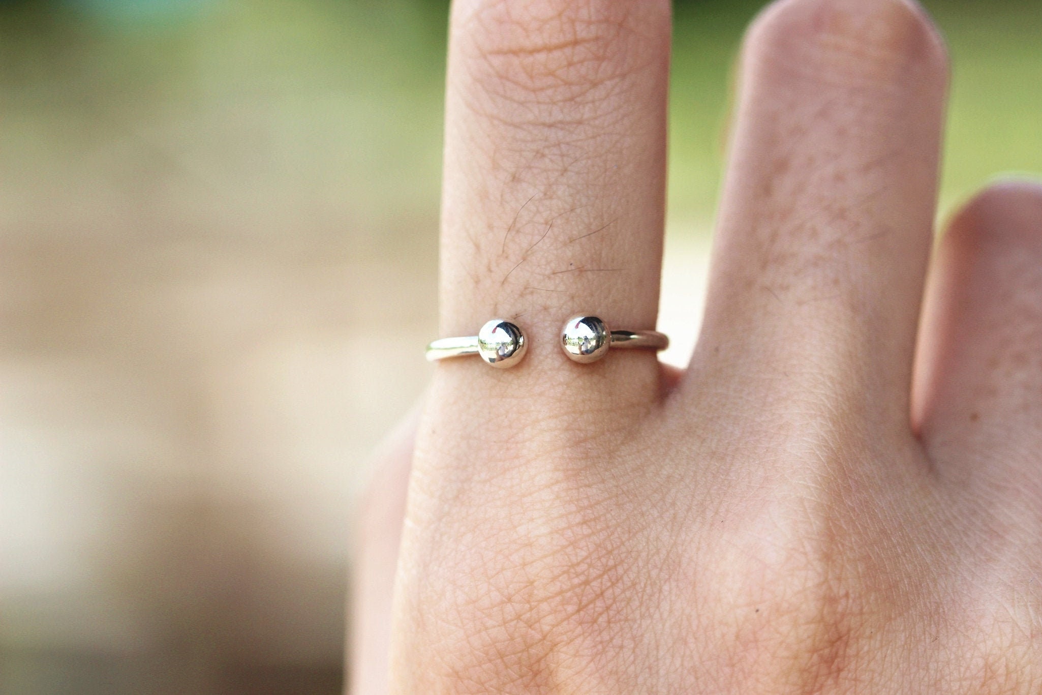 Sterling Silver Double Ball Ring,double Ball Ring,adjustable