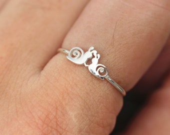 anillo de caracol personalizado, joyería de caracol personalizada, anillo de plata de ley, anillo de animales, anillo de bosque, idea de regalo de anillo minimalista