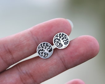 Sterling Silver Pine Tree Stud Earrings: Dainty Evergreen Jewelry