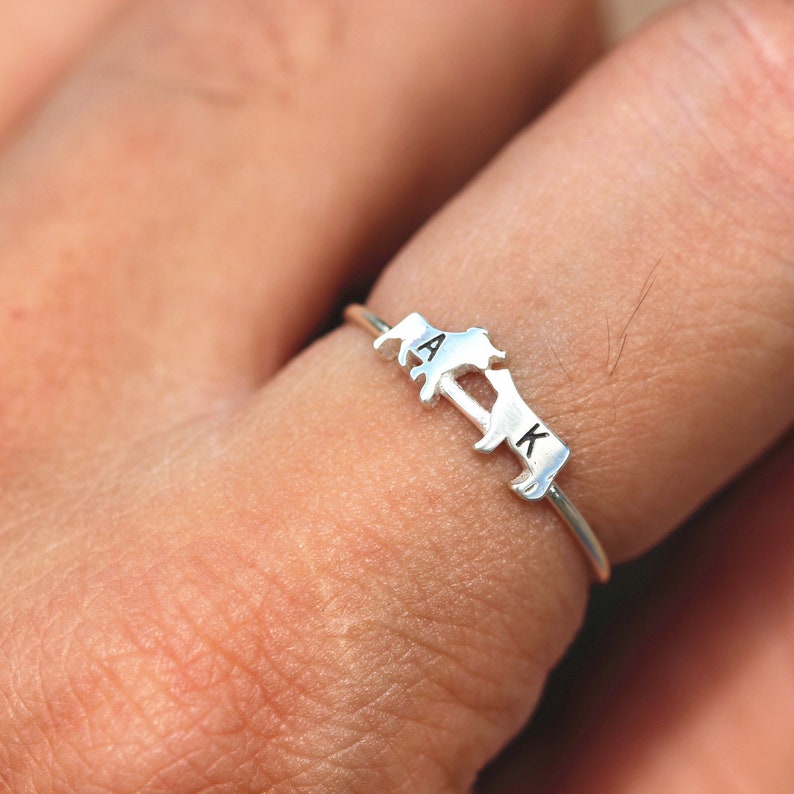 925 silver Cow Family ring,bull cow ring,silver custom bull ring,you and me,silver ox ring,ox cattle,Farm Animal jewelry image 2