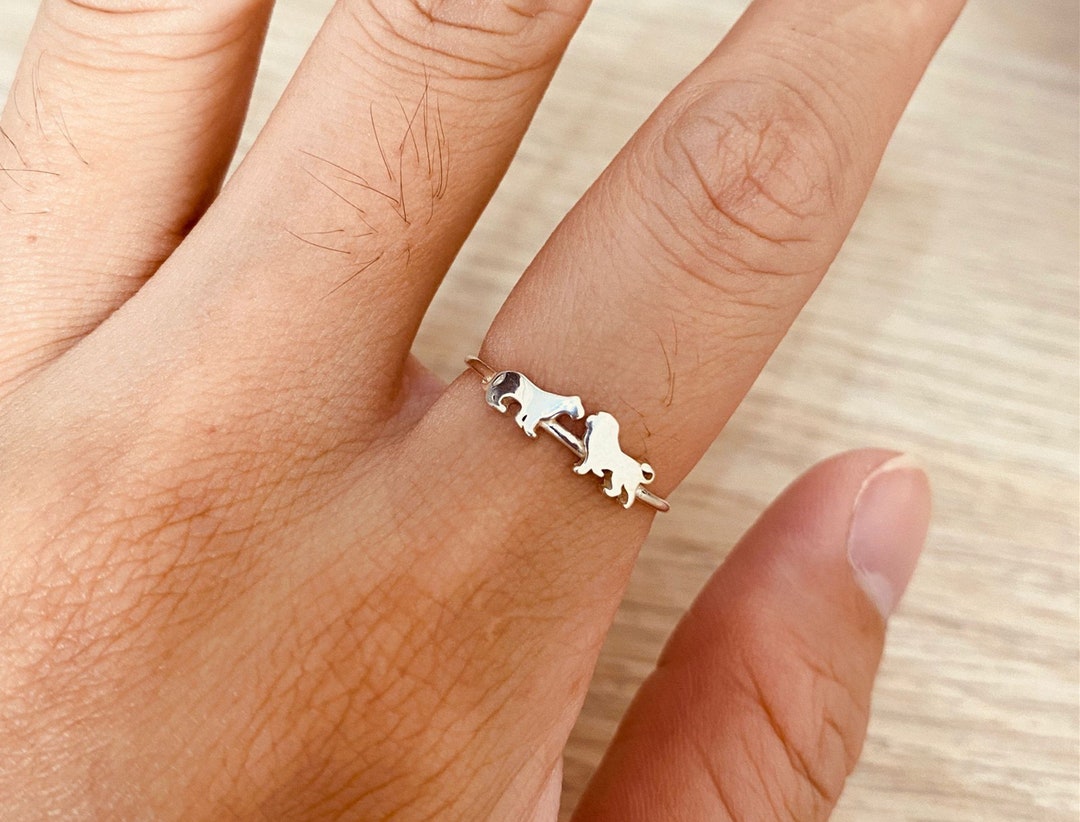 925 Silver Custom Family Lion Ring,family Animal Ring,animal Lover Gift ...
