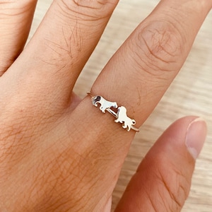 925 silver custom family lion ring,family animal ring,animal lover gift,dainty jewelry