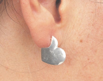 925 Sterling Silver Heart Stud Earrings: Dainty Love Jewelry