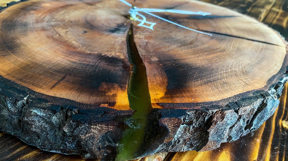 Alder wood wall clock Burned wood Rustic wood wall decor Etsy