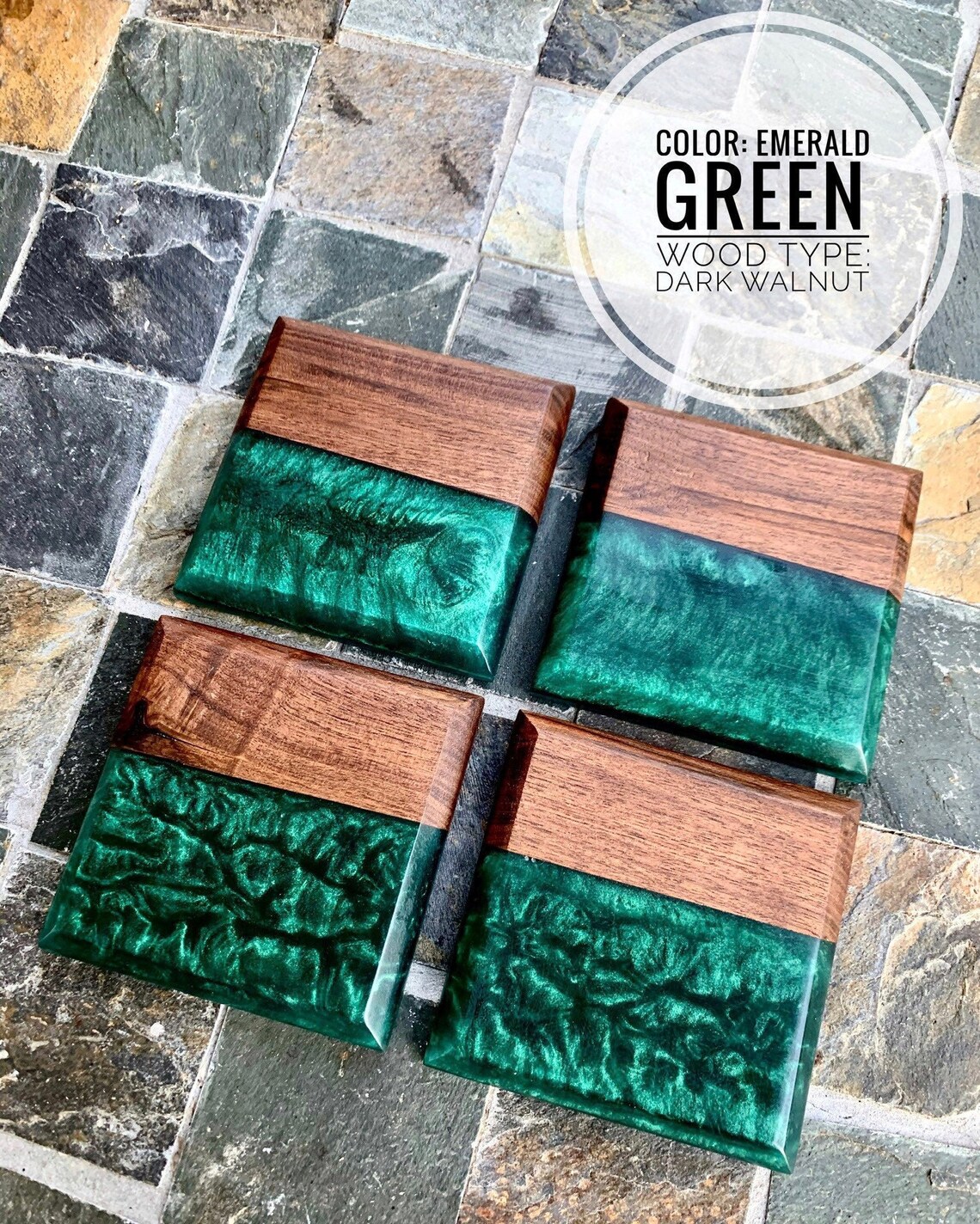 CUSTOM Wood & Epoxy Resin Coaster Set Wood Coasters Gifts Etsy