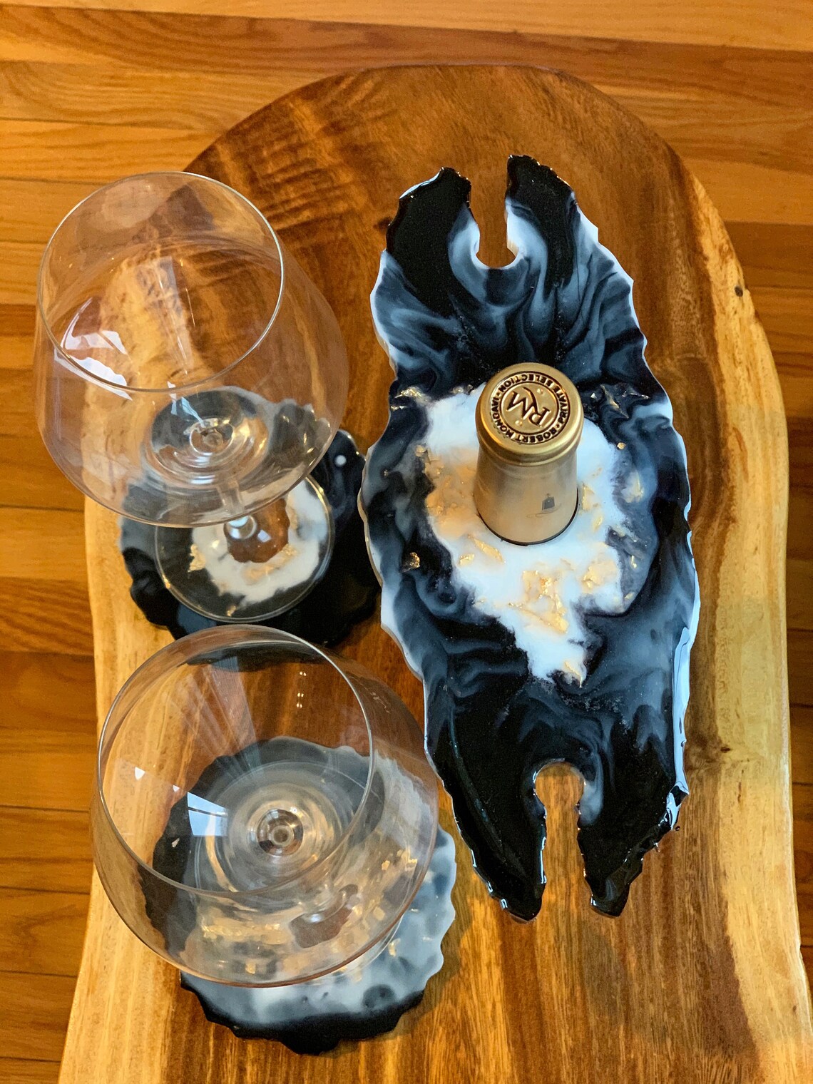CUSTOM Resin Wine Glass/Bottle Holder & Matching Coasters Etsy