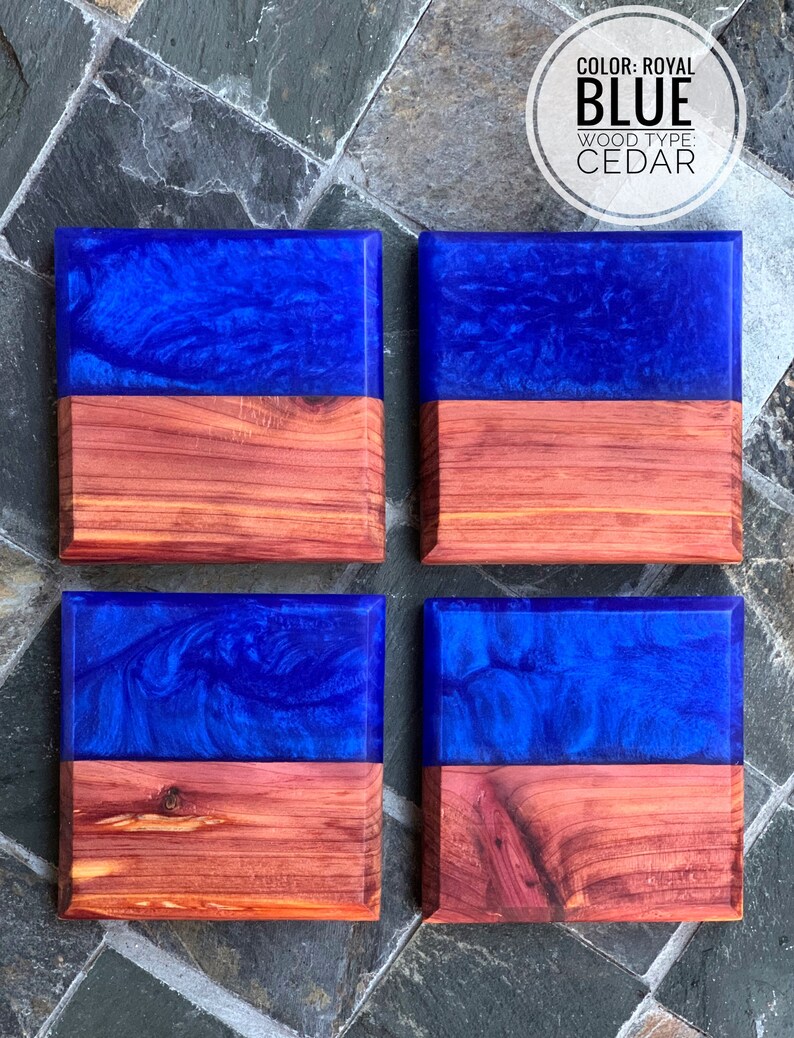 CUSTOM Wood & Epoxy Resin Coaster Set Wood Coasters Gifts Etsy