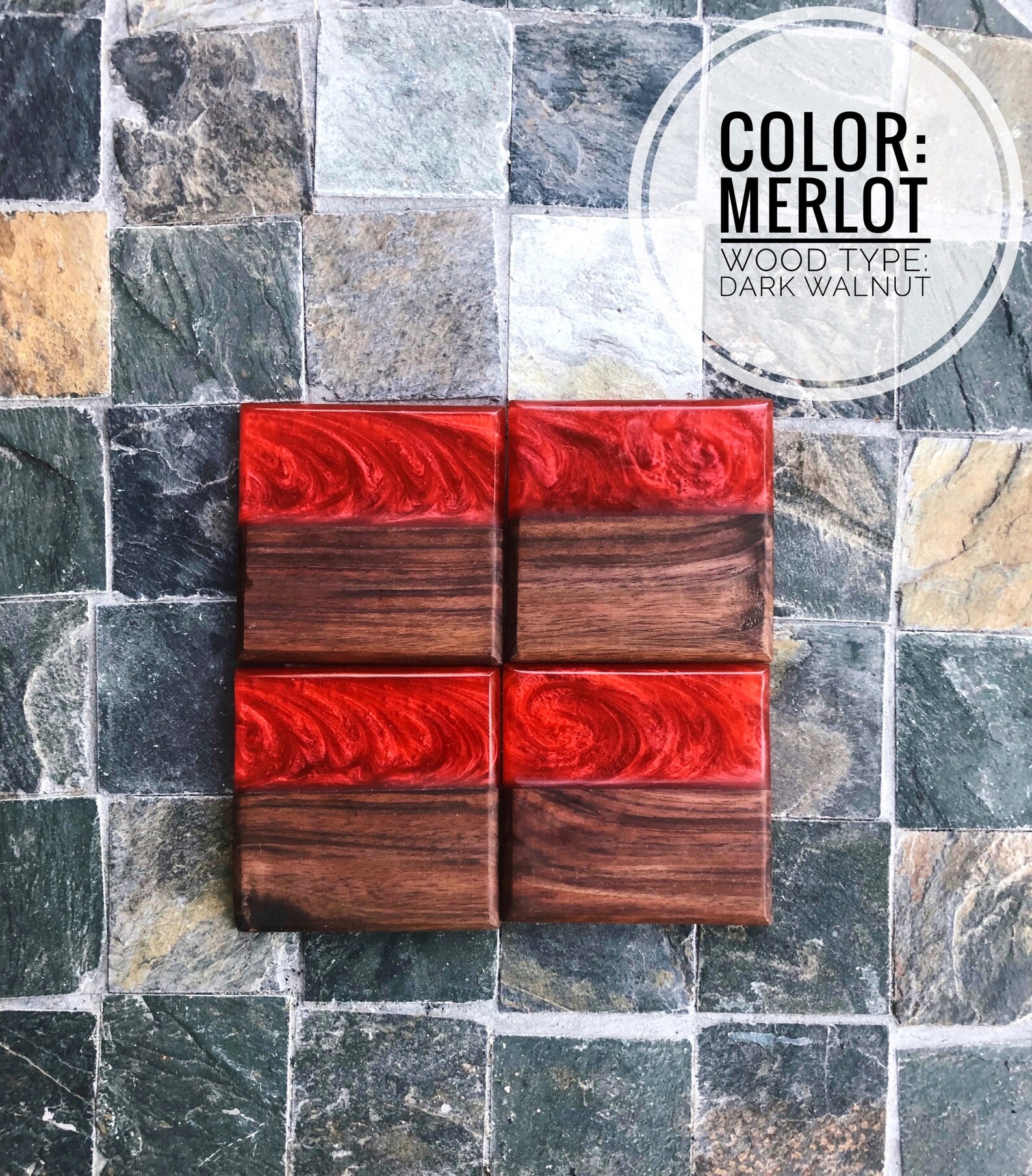 CUSTOM Wood & Epoxy Resin Coaster Set Wood Coasters Gifts Etsy