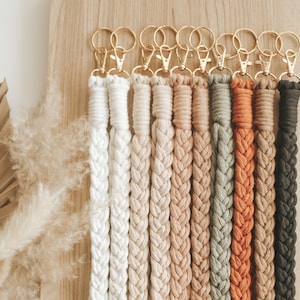 Braided macrame lanyard/ keychain lanyard/ Teacher gift/ Custom teacher gift/ Neutral lanyard/ Back to school/ Mothers Day gift image 1