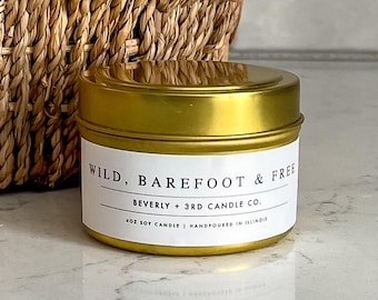 Boîte de voyage sauvage, pieds nus et gratuite de 4 oz - Bougie de soja : créez un cadeau