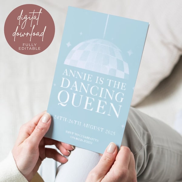 Dancing Queen Theme Hen Invite + Itinerary Template | Hen Weekend Itinerary | Digital Hen Invitation | Mumma Mia Hen Do | Designed in the UK