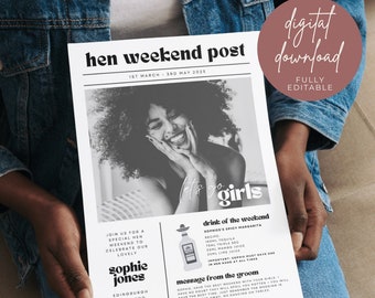 Rodeo Hen Wochende Zeitungsvorlage: Personalisierbare Reisezeit (Digitaler Download)