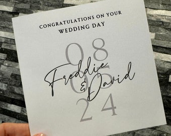 Personalised Wedding Day Card: Bride and Groom Names, Date