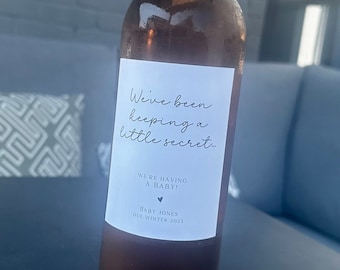 Pregnancy Announcement Wine Bottle Label: Baby Reveal Sticker