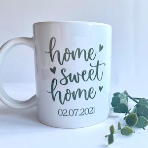 Home Sweet Home Mug Personalised With Date | First Home Gift, New Home Present, Housewarming Gift, Moving House Couple Gifts | 11 Oz