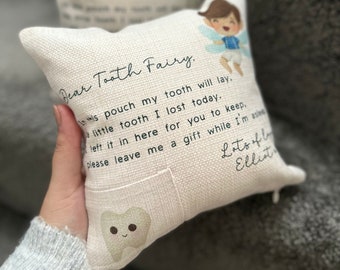 Tooth Fairy Pouch Pillow - 10 characters to choose from! | Tooth fairy cushion for children | Cushion with pocket | Boys and Girl Characters